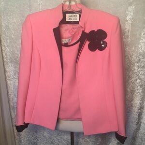 Kasper A.S.L. Petite 2 piece set Blazer and top Pink and black Size 2 P
